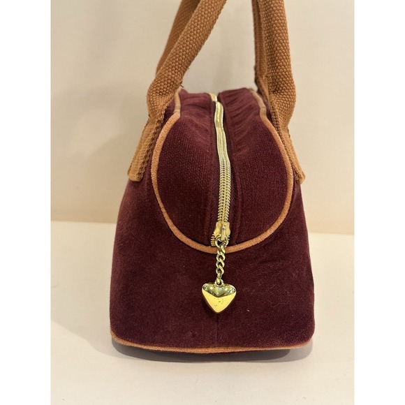 Velvet & Gold Heart Purse Victoria's Secret Y2K Maroon Small Handbag Zip Vintage - Picture 6 of 8